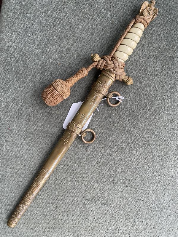 RARE MAKER NAVY DAGGER BY CLEM & JUNG  WITH TAN COLOURED KNOT