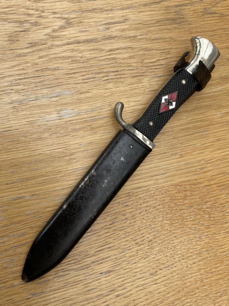 HITLER YOUTH KNIFE WITH FULL MOTTO BUT NO MAKER.