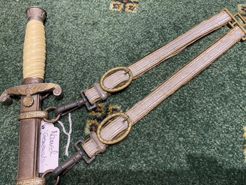 DOUBLE PERSONALISED ‘GENERAL’ ARMY OFFICERS DAGGER. WITH STRAPS.