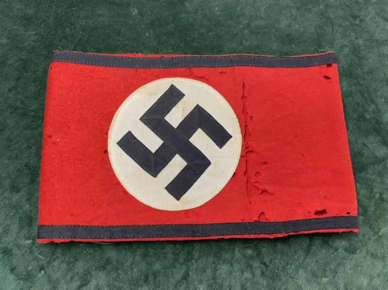 MARVELLOUS PIECE OF HISTORY-ORIGINAL SS OFFICERS ARMBAND WITH LABEL BUT ATTACKED BY MOTHS!!