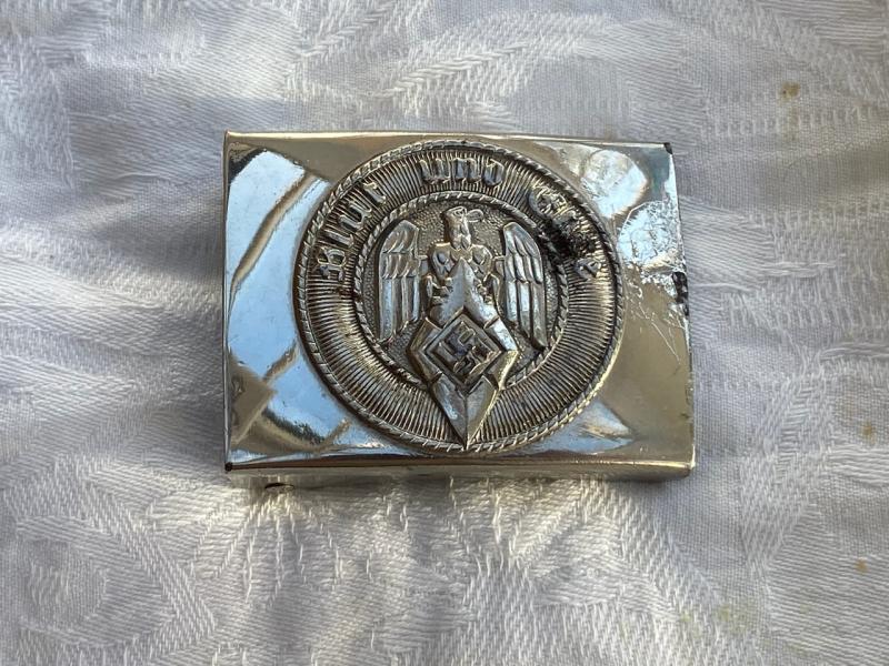 NICKEL PLATED HITLER YOUTH BUCKLE BY ASSMANN.