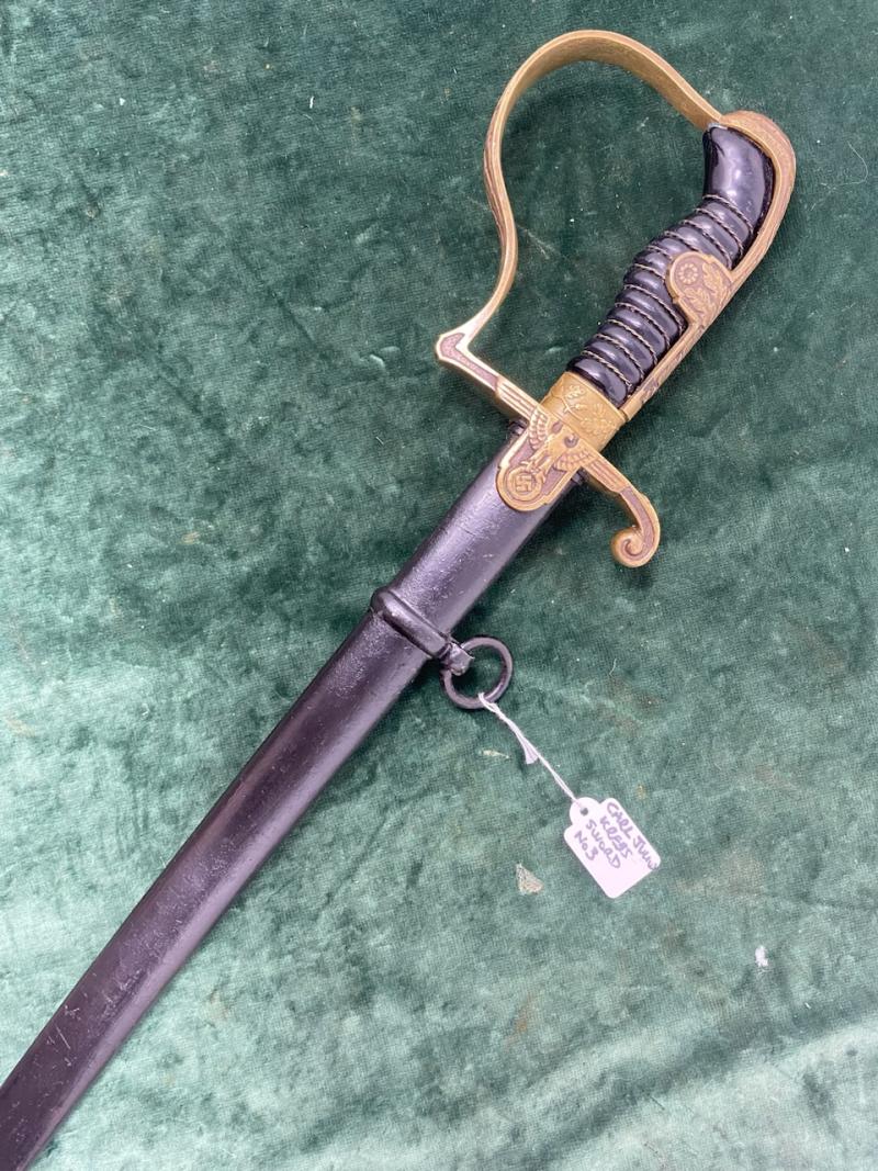 EARLY ALL BRASS WEHRMACHT OFFICERS ‘DOVE HEAD’ SWORD BY KREBS.