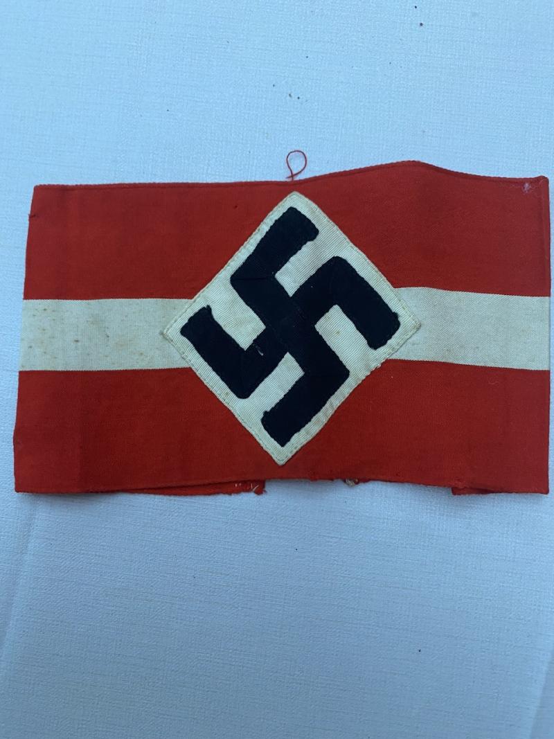 SMALLER SIZED HITLER YOUTH ARMBAND REMOVED FROM TUNIC.