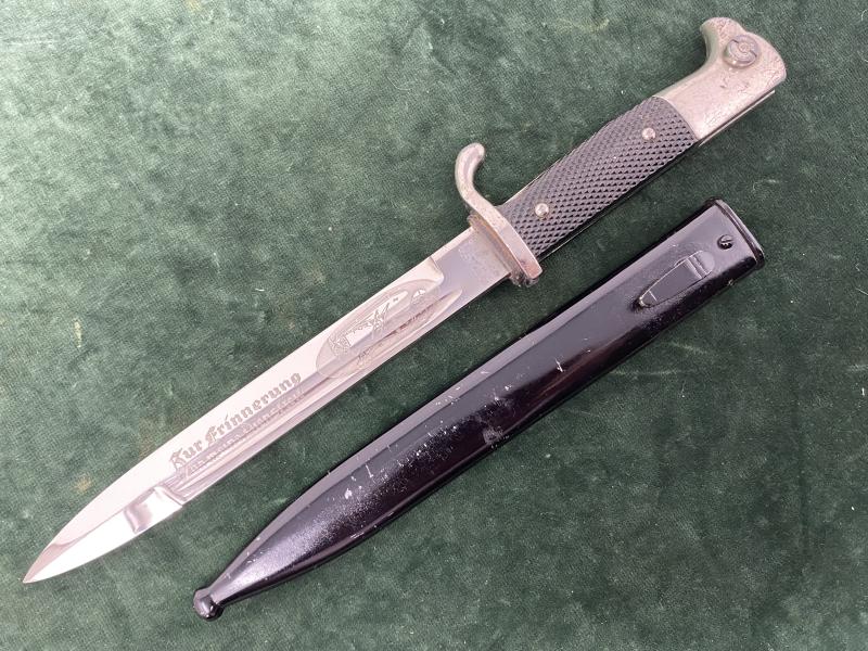THIRD REICH DRESS  BAYONET WITH RARE SINGLE ETCHED BLADE.