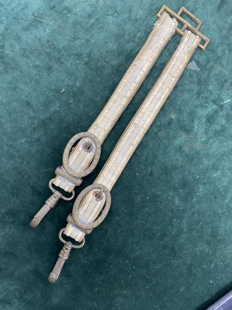 A VERY EARLY SET OF ARMY DAGGER HANGERS - ALL BRASS FITTINGS.