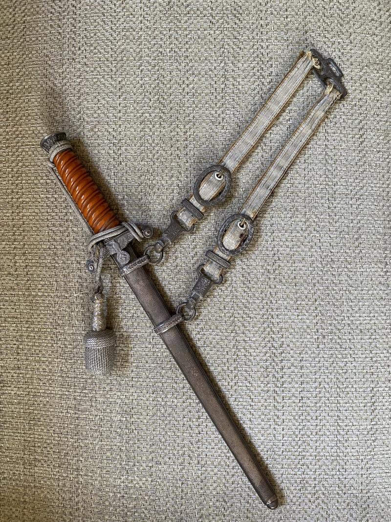 A COMPLETE ARMY DAGGER BY EICKHORN WITH PERSONALISED CROSSGUARD.