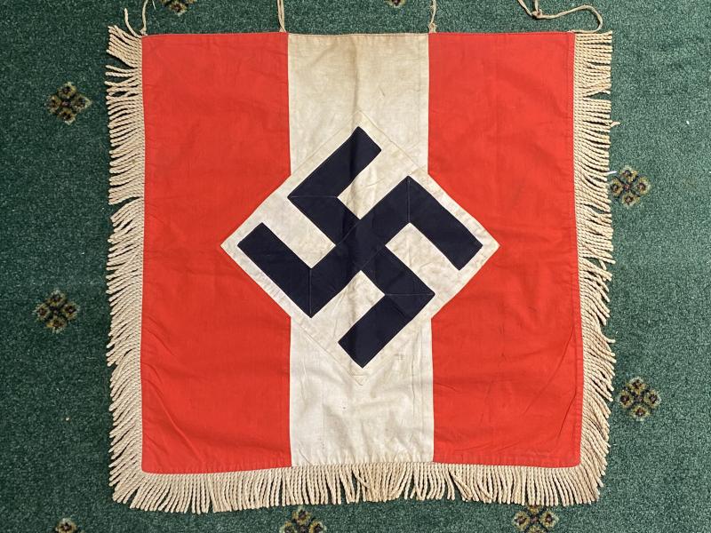 DOUBLE SIDED HITLER YOUTH TRUMPET BANNER.