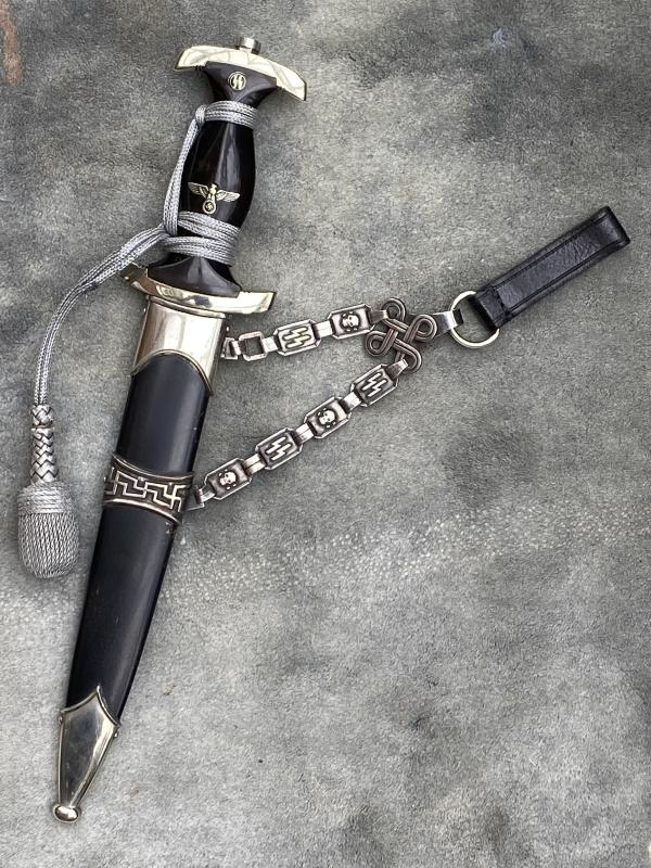 AN IMPRESSIVE EXAMPLE OF AN EARLY, ALL NICKEL 1936 SS CHAINED DAGGER.