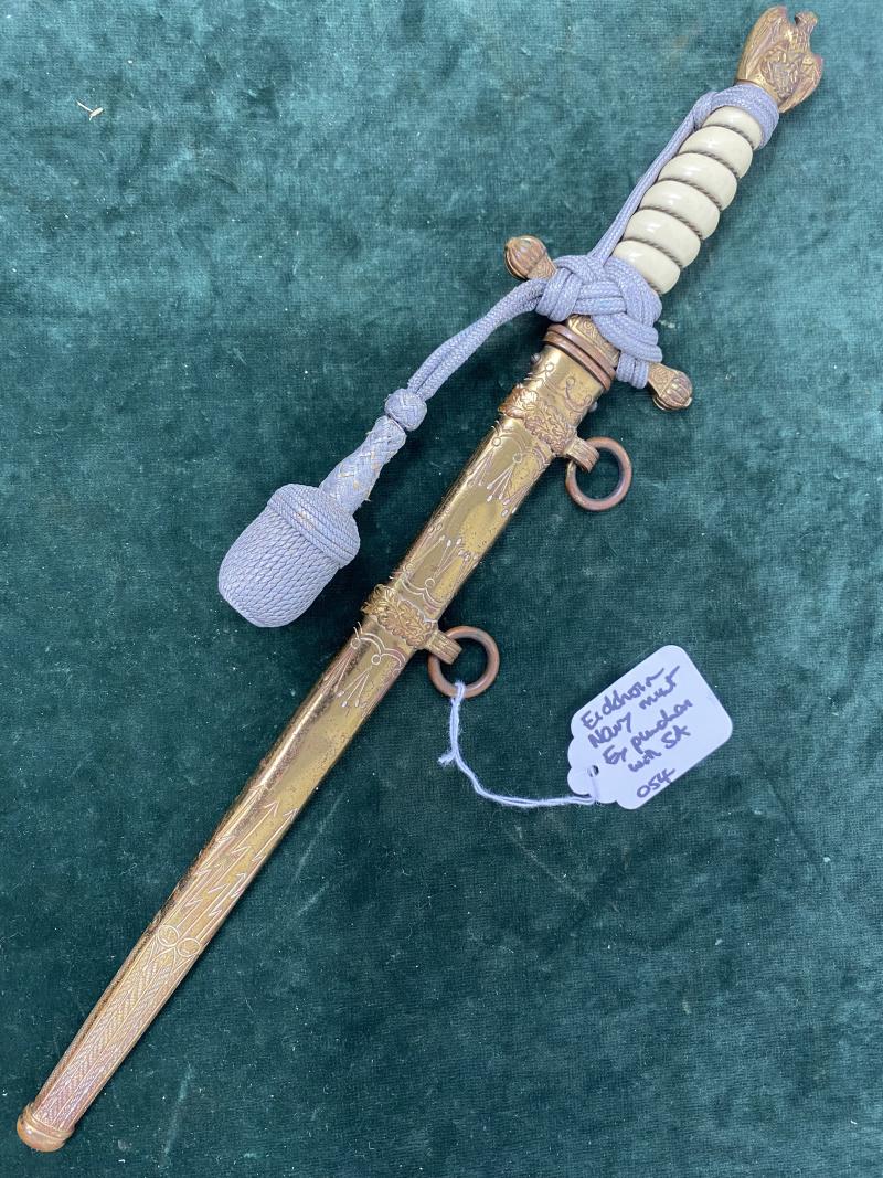 A VIRTUALLY MINT EXAMPLE OF AN EICKHORN NAVY DAGGER WITH ORIGINAL KNOT.