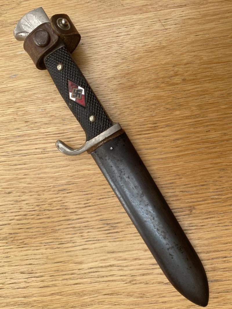 A GREAT, EARLY HITLER YOUTH KNIFE WITH FULL MOTTO!