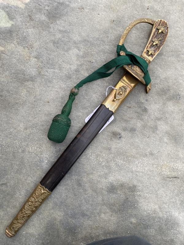 THIRD REICH ERA SUBORDINATE DE-LUXE FORESTRY CUTLASS BY CLEM& JUNG.