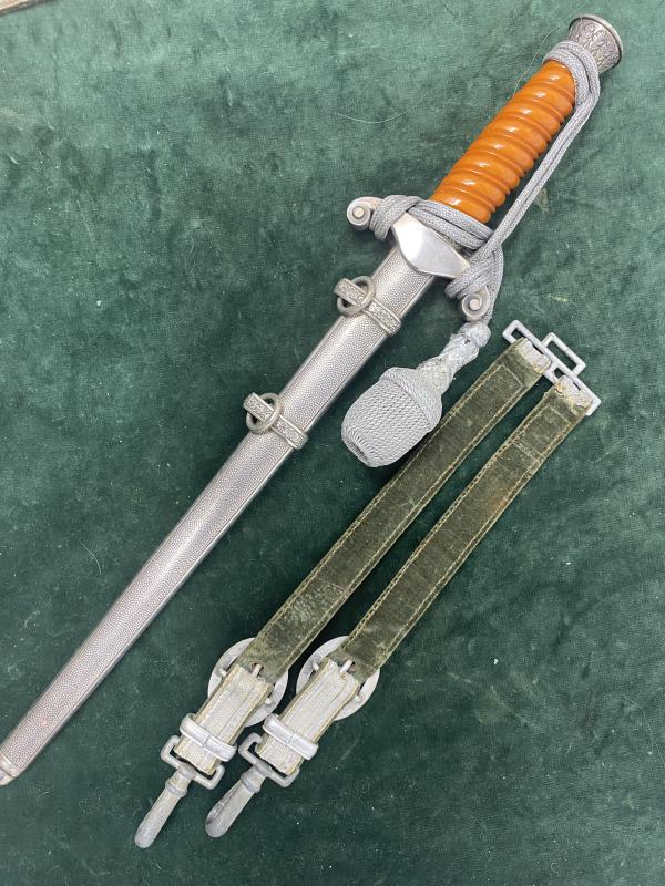 AN ABSOLUTELY STONE MINT ARMY DAGGER & HANGERS/KNOT BY EICKHORN.