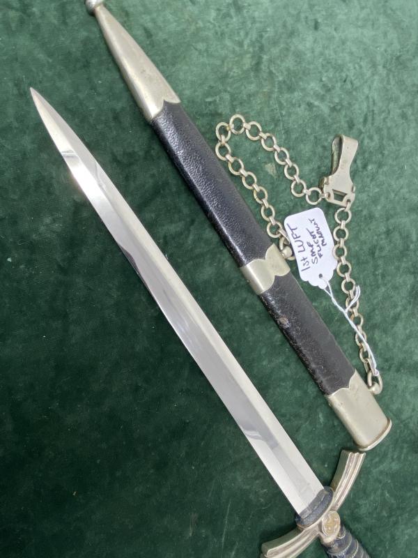 AN EARLY ALL NICKEL LUFTWAFFE 1st PATTN WITH UNIT MARKED BLADE.