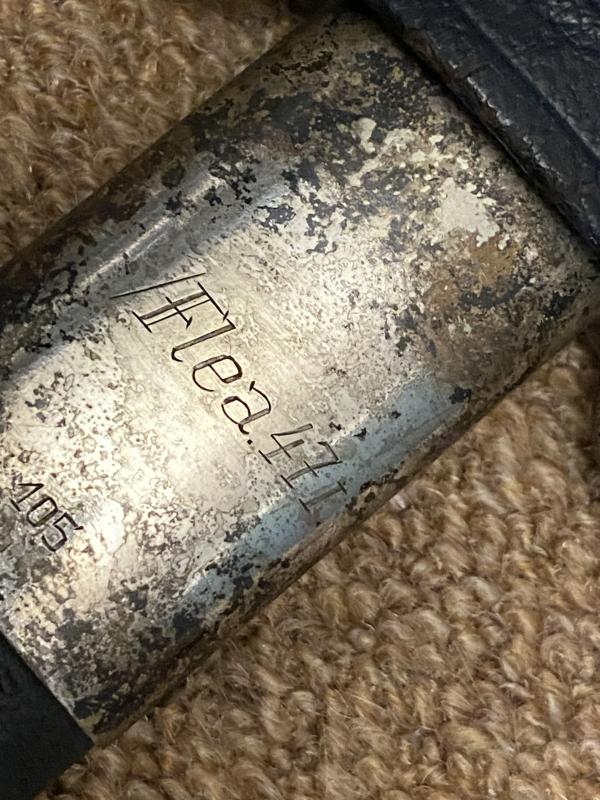 AN UNCLEANED & UNTOUCHED EARLY LUFTWAFFE SWORD BY HORSTER WITH FLIGHT AND DEPOT MARKINGS.