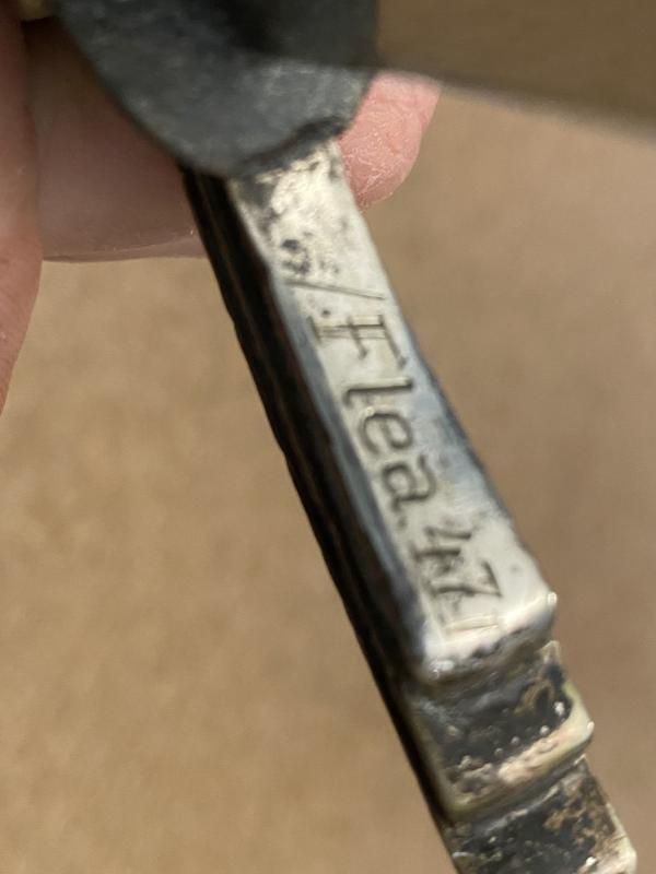 AN UNCLEANED & UNTOUCHED EARLY LUFTWAFFE SWORD BY HORSTER WITH FLIGHT AND DEPOT MARKINGS.