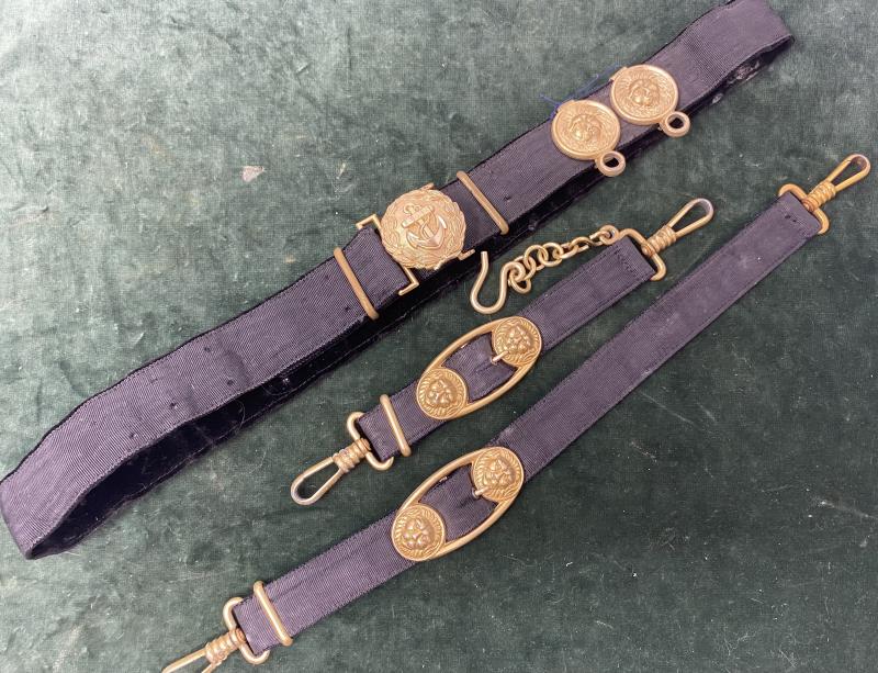 A PERFECT COMPLIMENT TO YOUR THIRD REICH NAVY DAGGER. SET OF DAGGER HANGERS AND MATCHING DAY BELT.