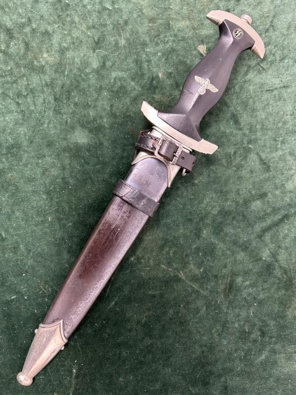 EARLY SS DAGGER BY BOKER WITH ERASED ROHM BLADE & ORIGINAL VERTICAL HANGER.