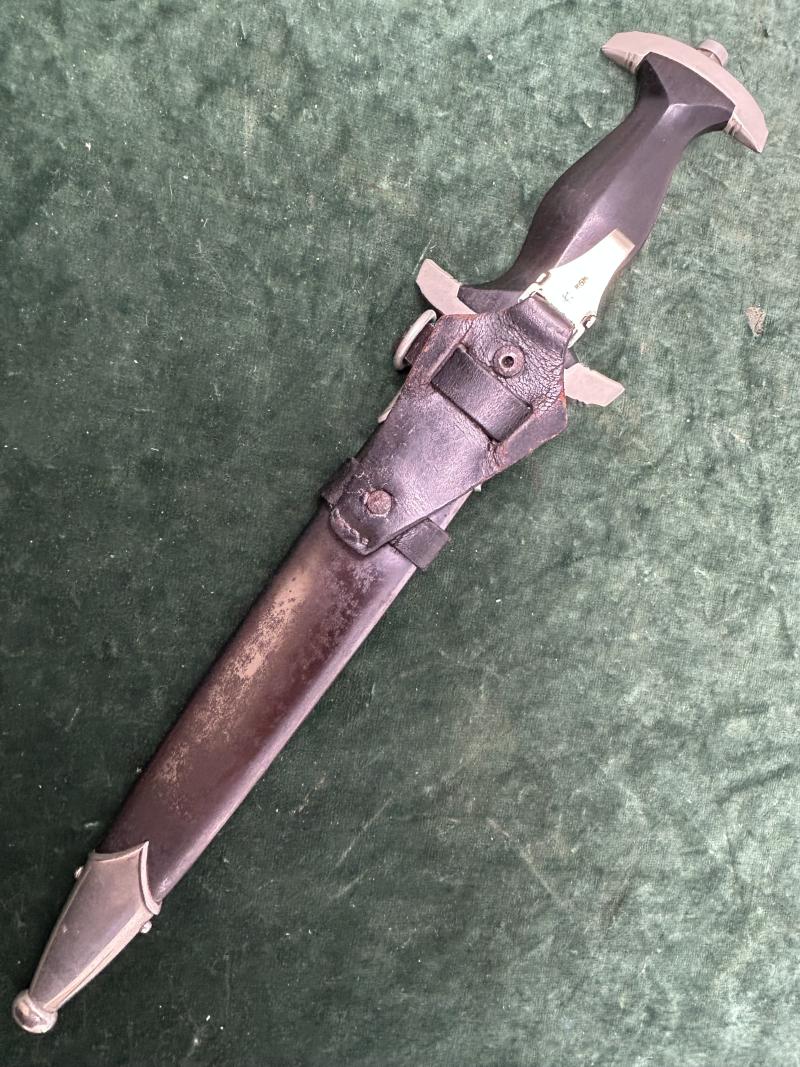 EARLY SS DAGGER BY BOKER WITH ERASED ROHM BLADE & ORIGINAL VERTICAL HANGER.
