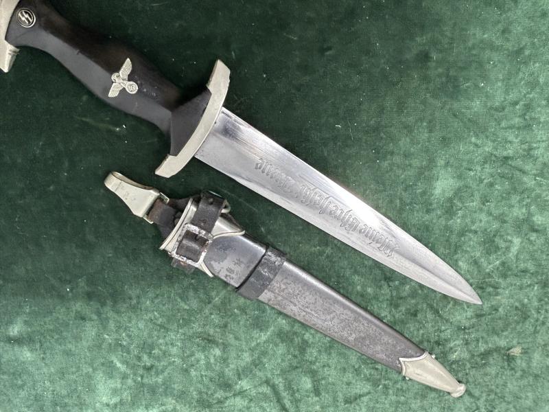 EARLY SS DAGGER BY BOKER WITH ERASED ROHM BLADE & ORIGINAL VERTICAL HANGER.