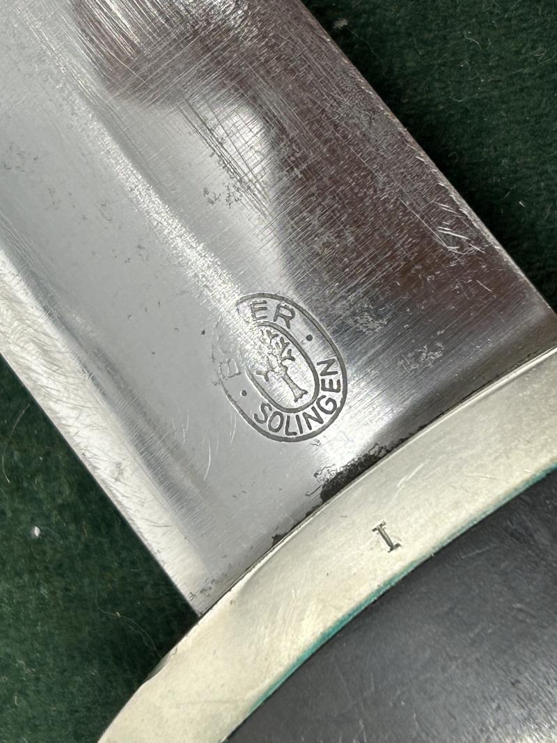 EARLY SS DAGGER BY BOKER WITH ERASED ROHM BLADE & ORIGINAL VERTICAL HANGER.