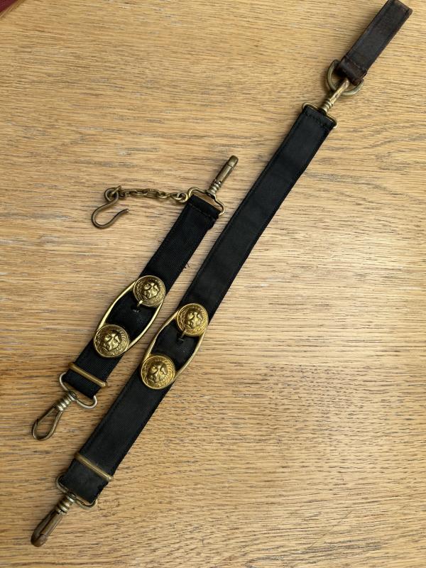 EARLY SET OF ALL BRASS THIRD REICH NAVY DAGGER HANGERS.