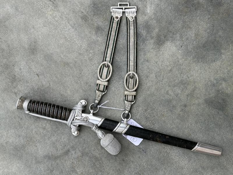 COMPLETE AND SUPERB THIRD REICH LAND CUSTOMS DAGGER WITH HANGERS AND KNOT.
