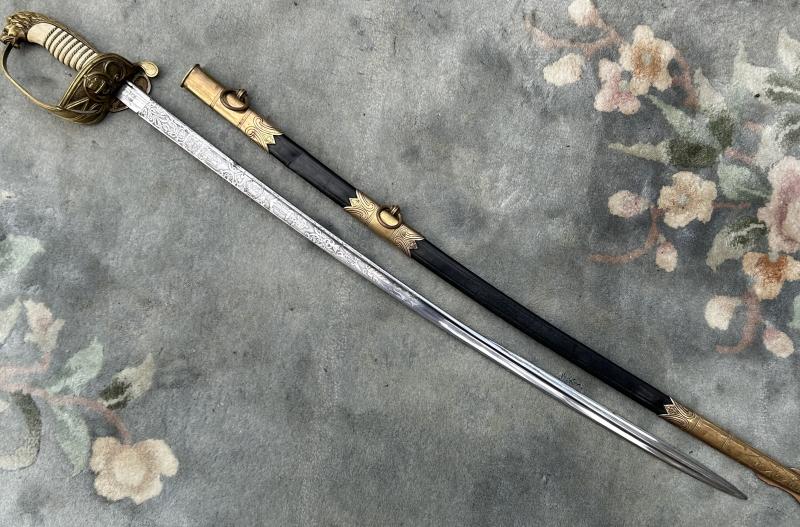 A NAMED IMPERIAL GERMAN NAVAL SWORD BY WK&C. FULLY ETCHED BLADE ETC.