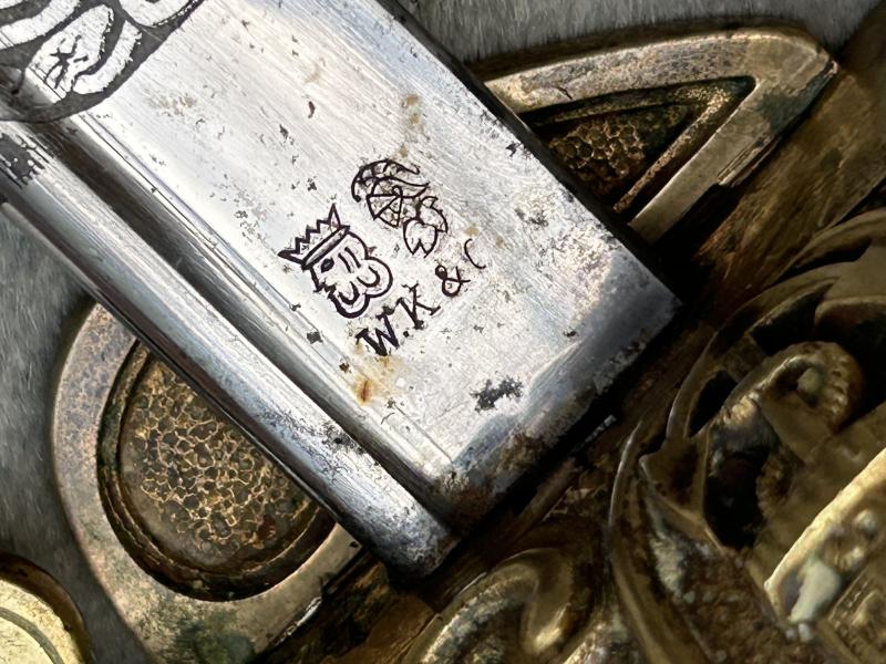 A NAMED IMPERIAL GERMAN NAVAL SWORD BY WK&C. FULLY ETCHED BLADE ETC.